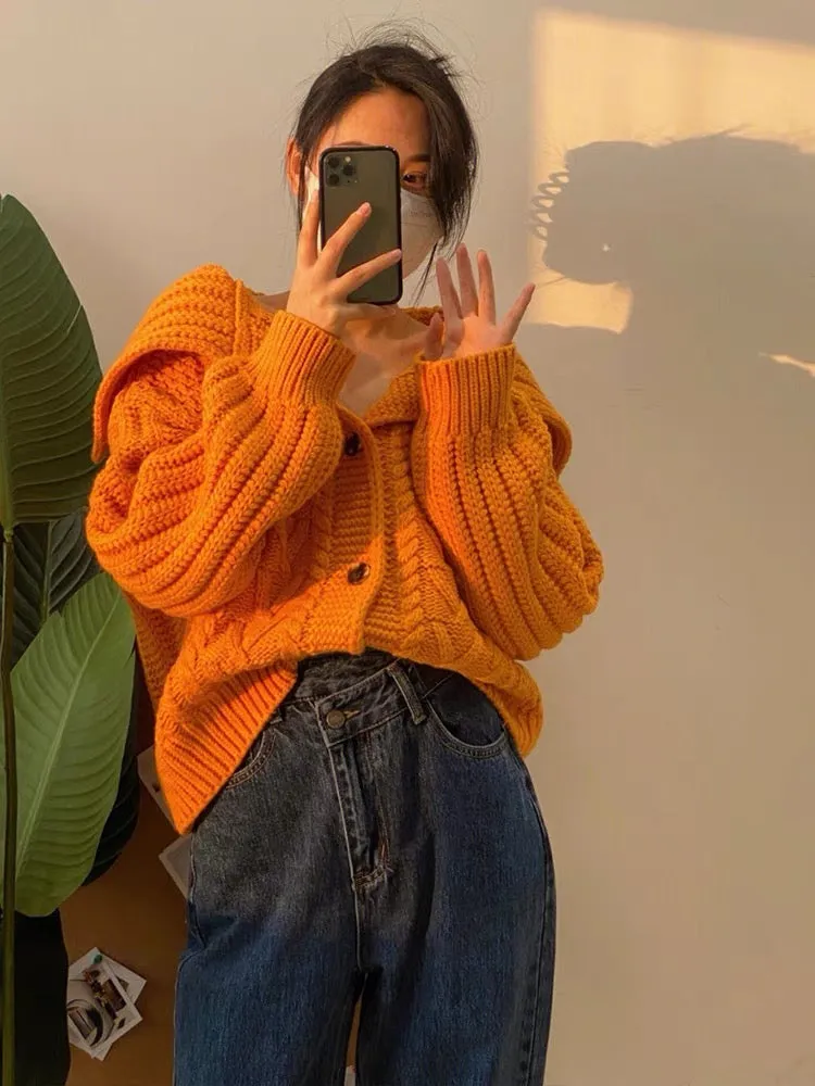 2023 autumn and winter new style, this year's hot trend, high-end and super good-looking sunset orange sweater design, niche wom