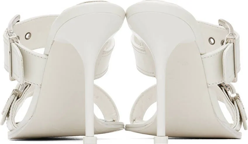 Alexander McQueen White Double Buckle Punk Mules