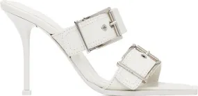 Alexander McQueen White Double Buckle Punk Mules