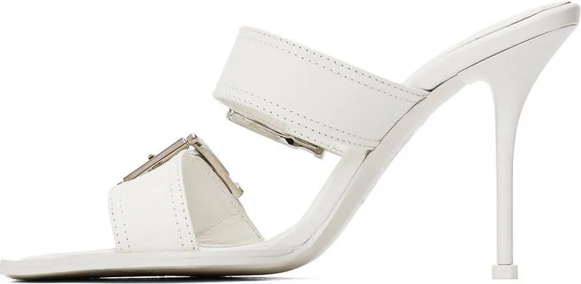 Alexander McQueen White Double Buckle Punk Mules