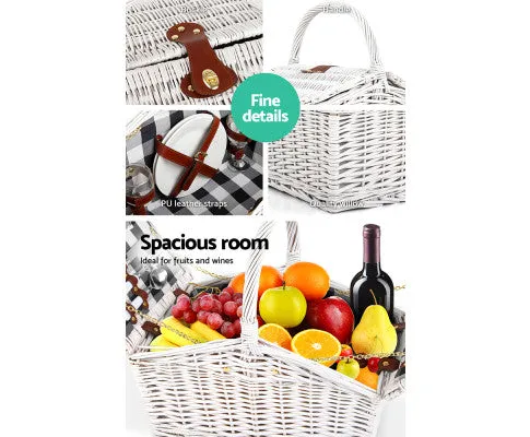 Alfresco 2 Person Picnic Basket Set Insulated Blanket Bag