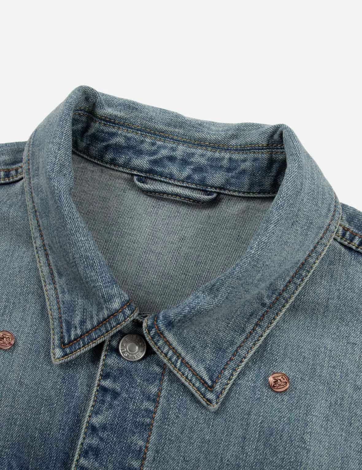 Allover Rivets and Seagull Applique Relax Fit Denim Jacket