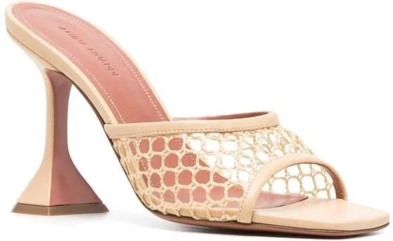 Amina Muaddi Lupita Net 105mm mules Neutrals