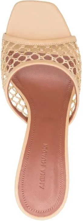 Amina Muaddi Lupita Net 105mm mules Neutrals