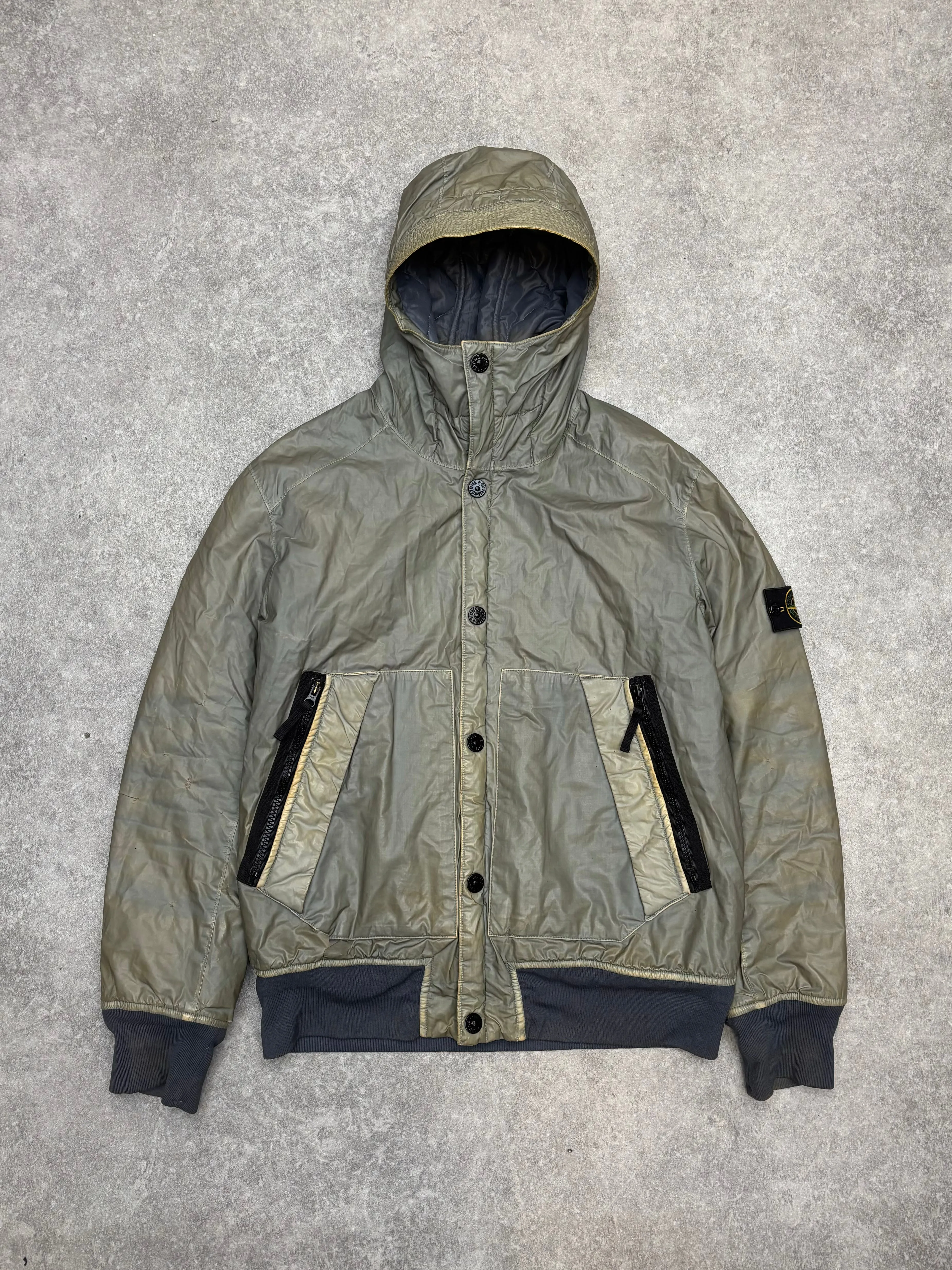 A/W 2011 Khaki Stone Island Muussola Gommata Grey Hooded Jacket