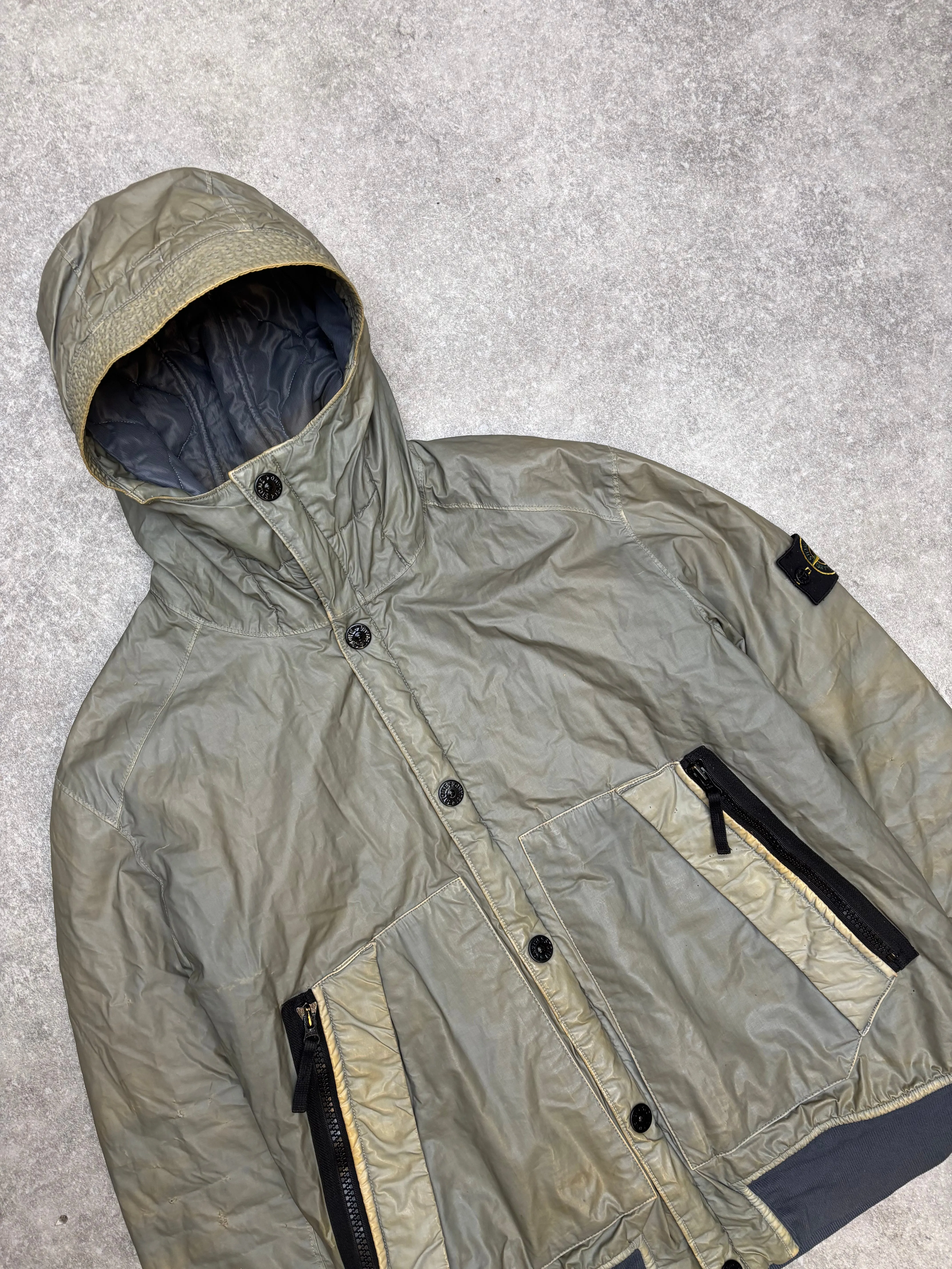 A/W 2011 Khaki Stone Island Muussola Gommata Grey Hooded Jacket