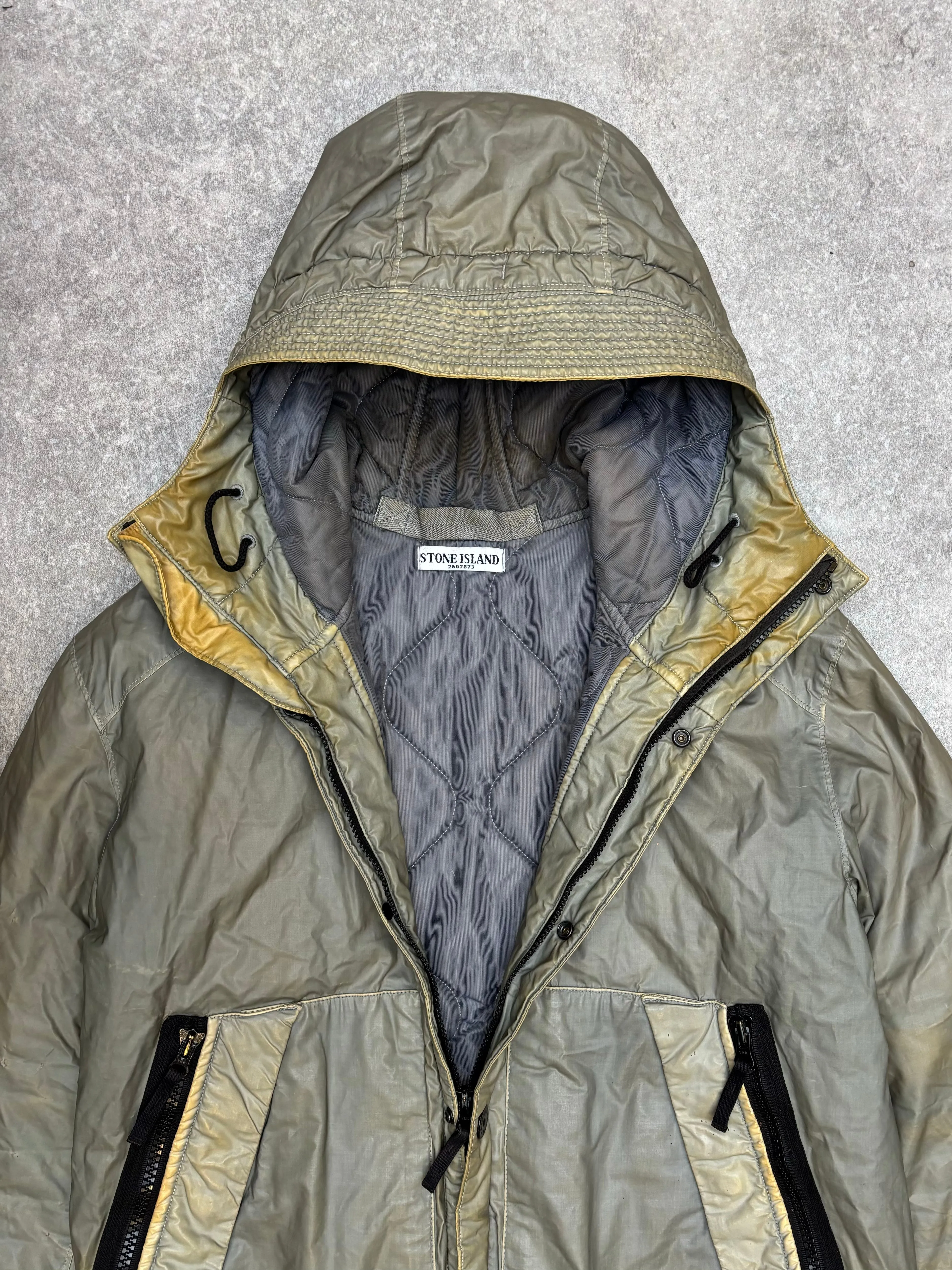 A/W 2011 Khaki Stone Island Muussola Gommata Grey Hooded Jacket