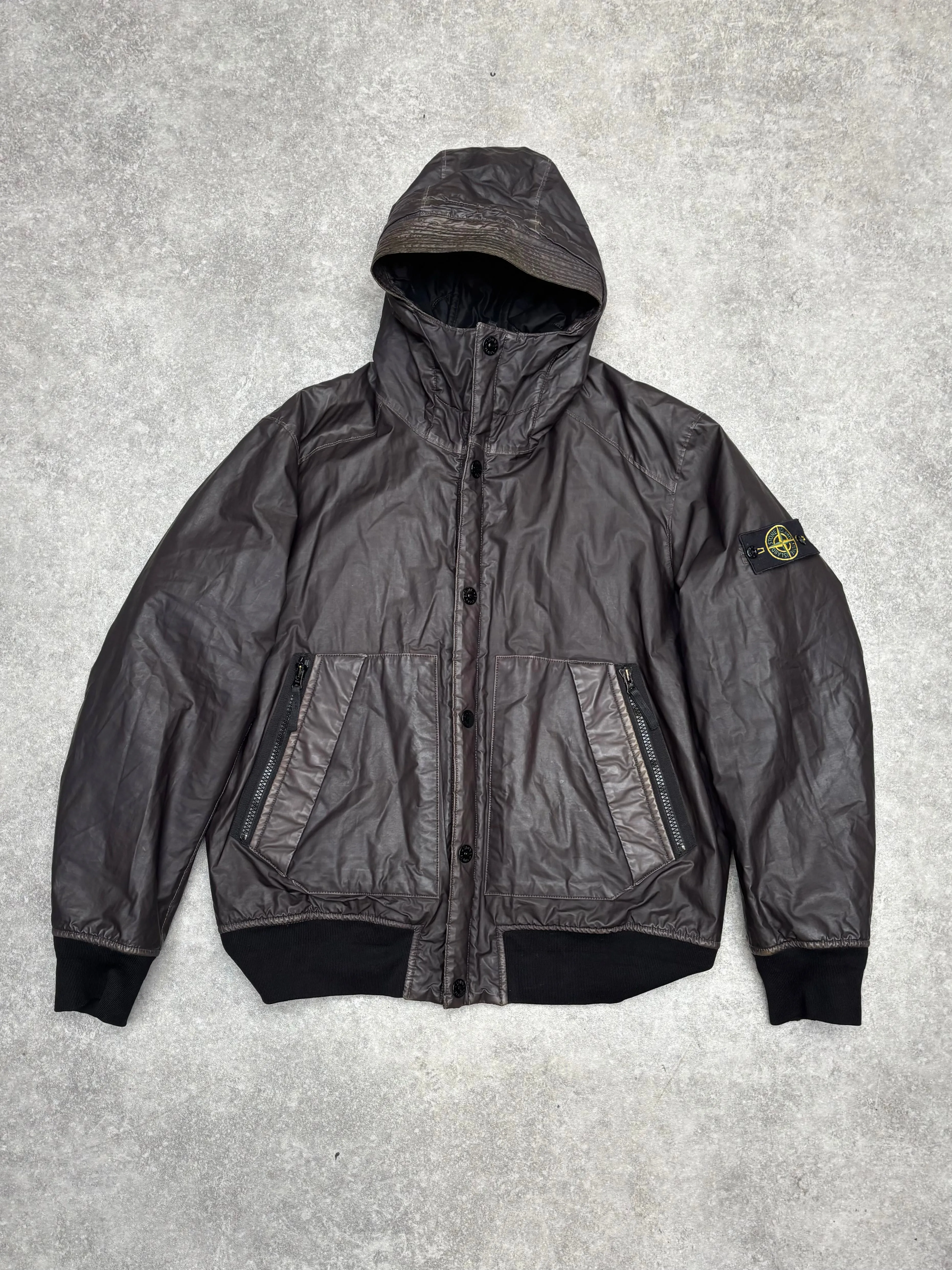 A/W 2013 Black Stone Island Mussola Gommata Hooded Jacket