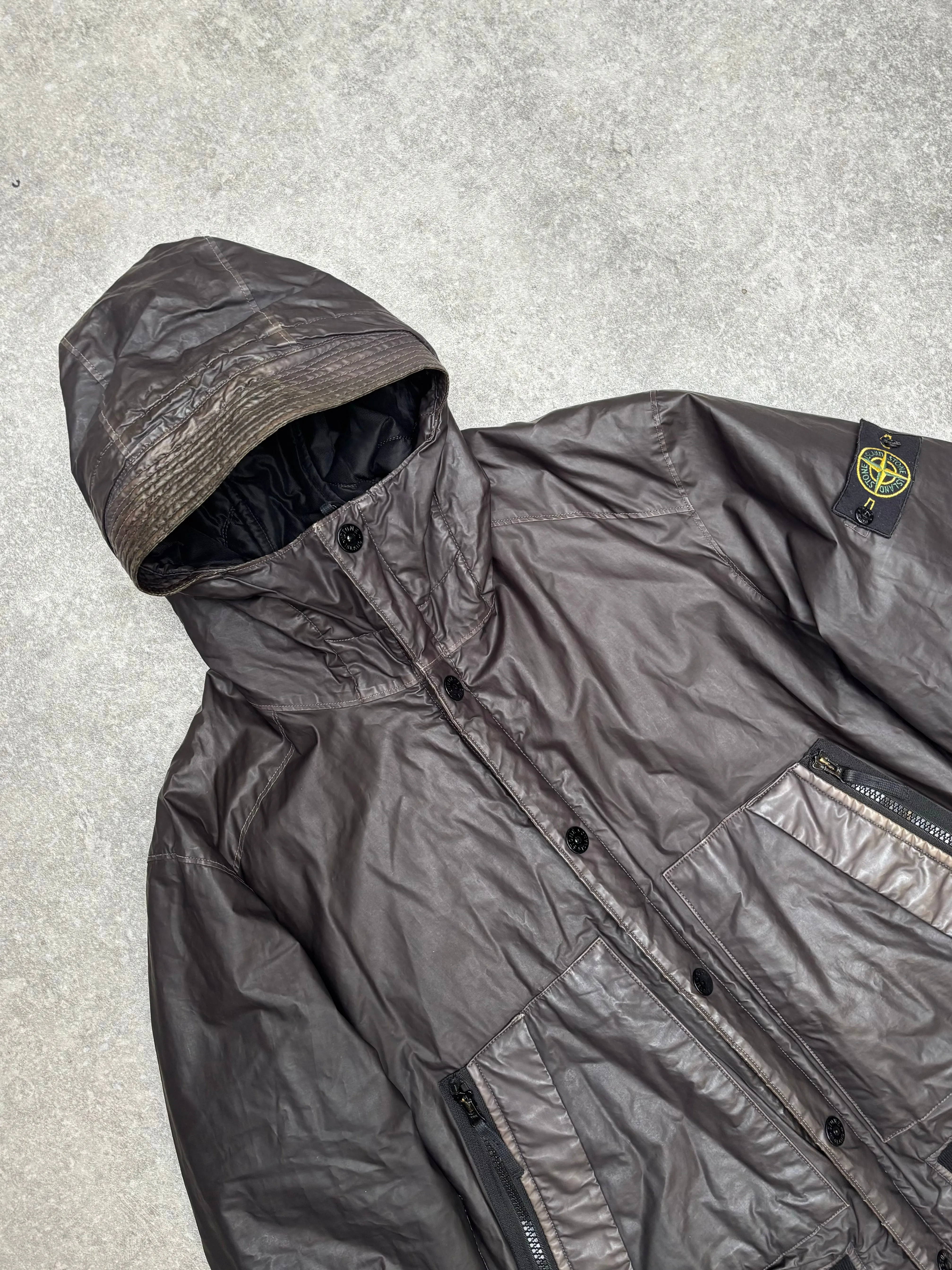 A/W 2013 Black Stone Island Mussola Gommata Hooded Jacket