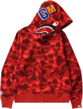 BAPE Big ABC Camo Shark Full Zip Hoodie Red