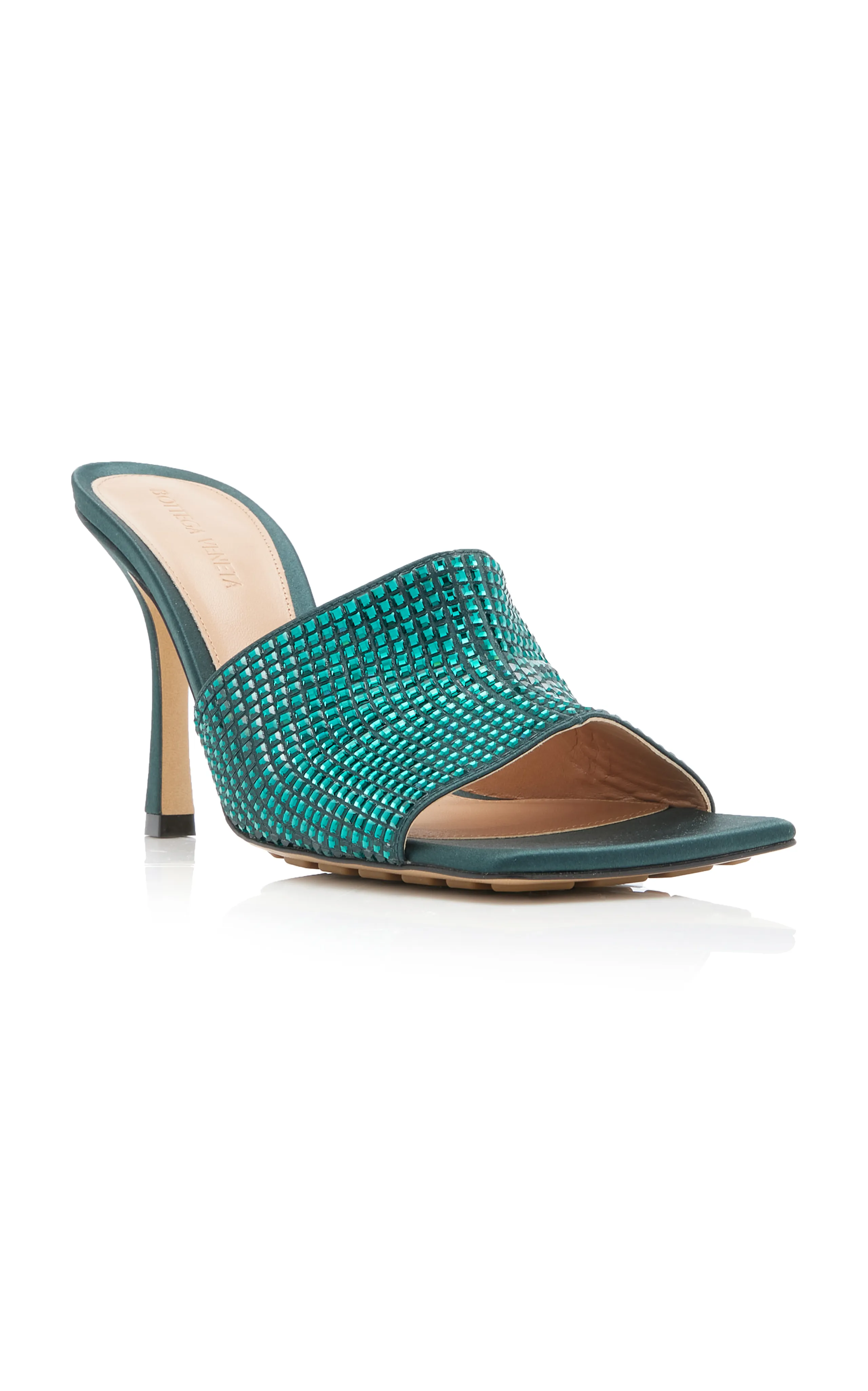 Bottega Veneta Sparkle Slide Stretch Satin Sandals