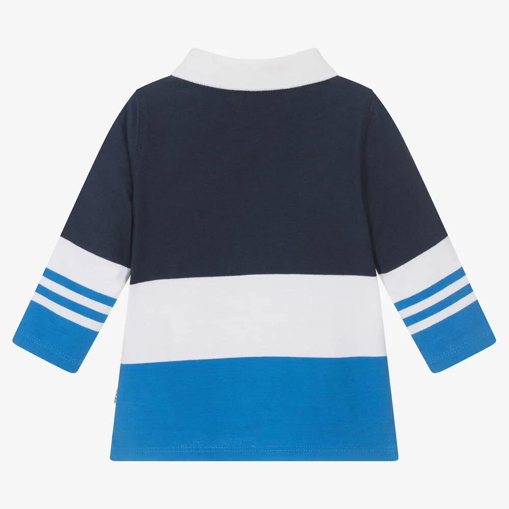 Boys Blue Striped Polo Shirt