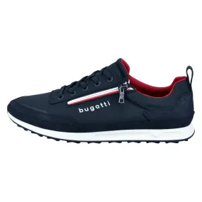 Bugatti Mens AKK03 Navy with Red Side Zip Trainers