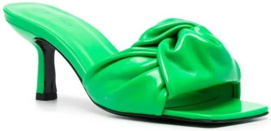 BY FAR Lana wrap-detail heeled mules Green