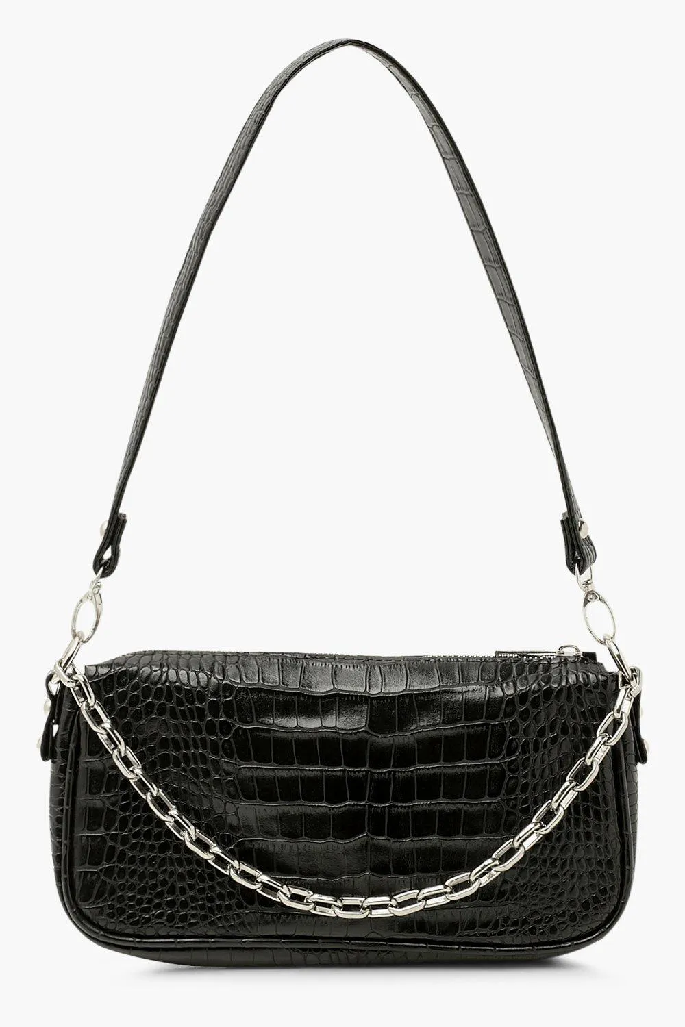 Chain Detail Croc Shoulder Bag