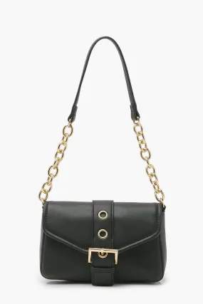 Chain Pu Buckle Detail Shoulder Bag