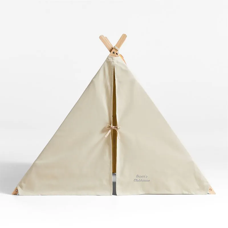 Crate&Barrel Beige Collapsible Kids Canvas Play Tent