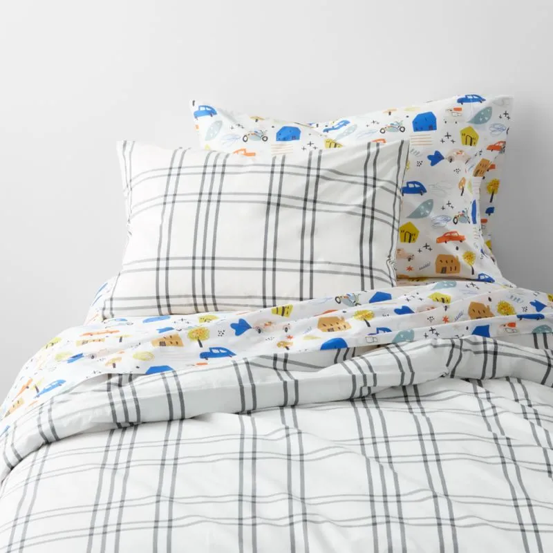 Crate&Barrel Stax Kids Organic Cotton Twin Duvet Cover