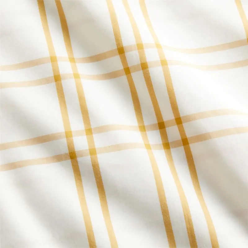 Crate&Barrel Stax Savannah Yellow Yarn-Dyed Organic Cotton Toddler Duvet Cover