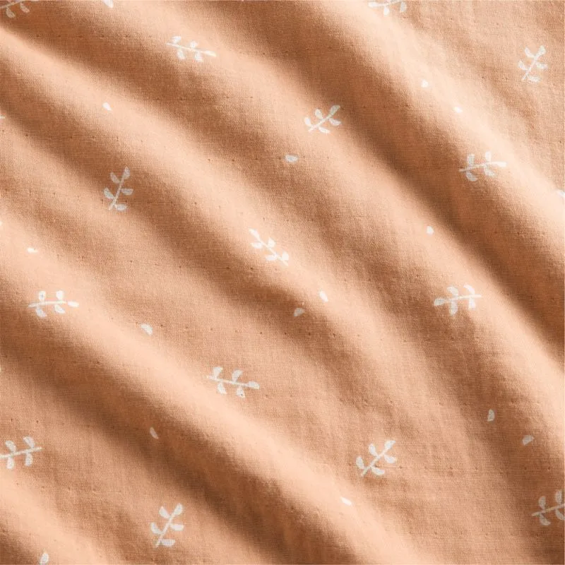 Crate&Barrel Supersoft Terracotta Leaf Print Organic Cotton Gauze Toddler Duvet Cover