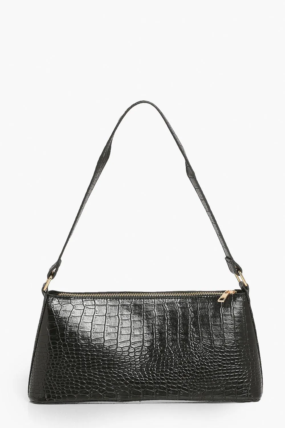 Croc Effect Pyramid Shaped Shoulder Bag