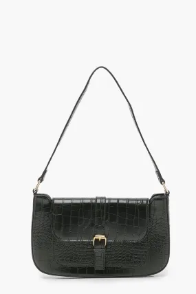 Croc Pu Buckle Shoulder Bag