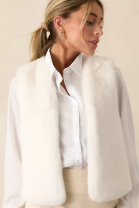 Cuddly Keepsake Off White Faux Fur Vest