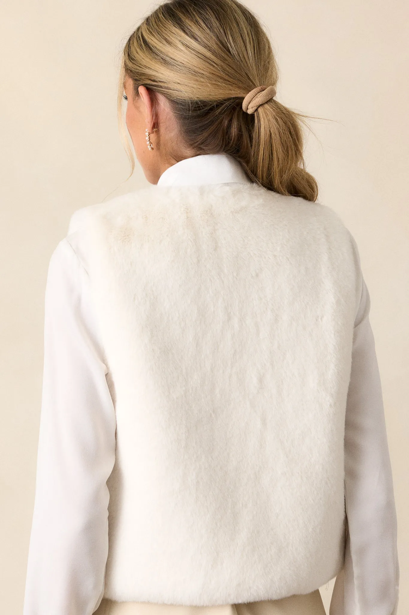 Cuddly Keepsake Off White Faux Fur Vest