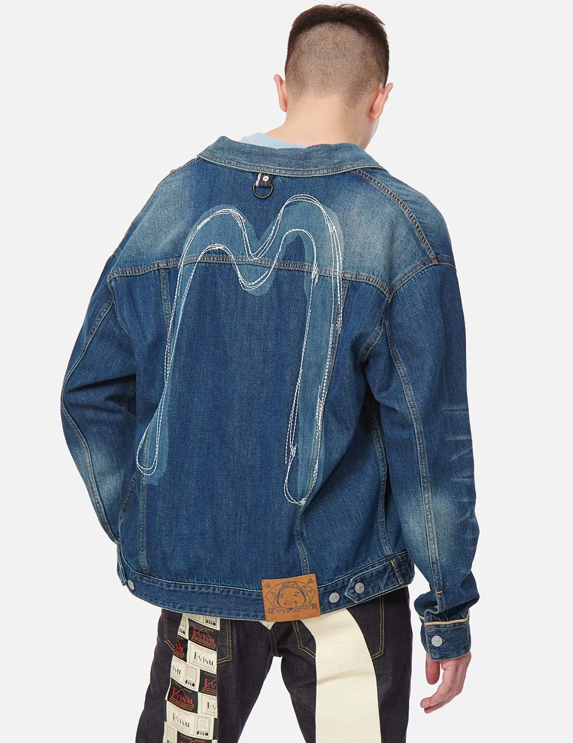 Daicock Discharged Print and Stitching Denim Jacket