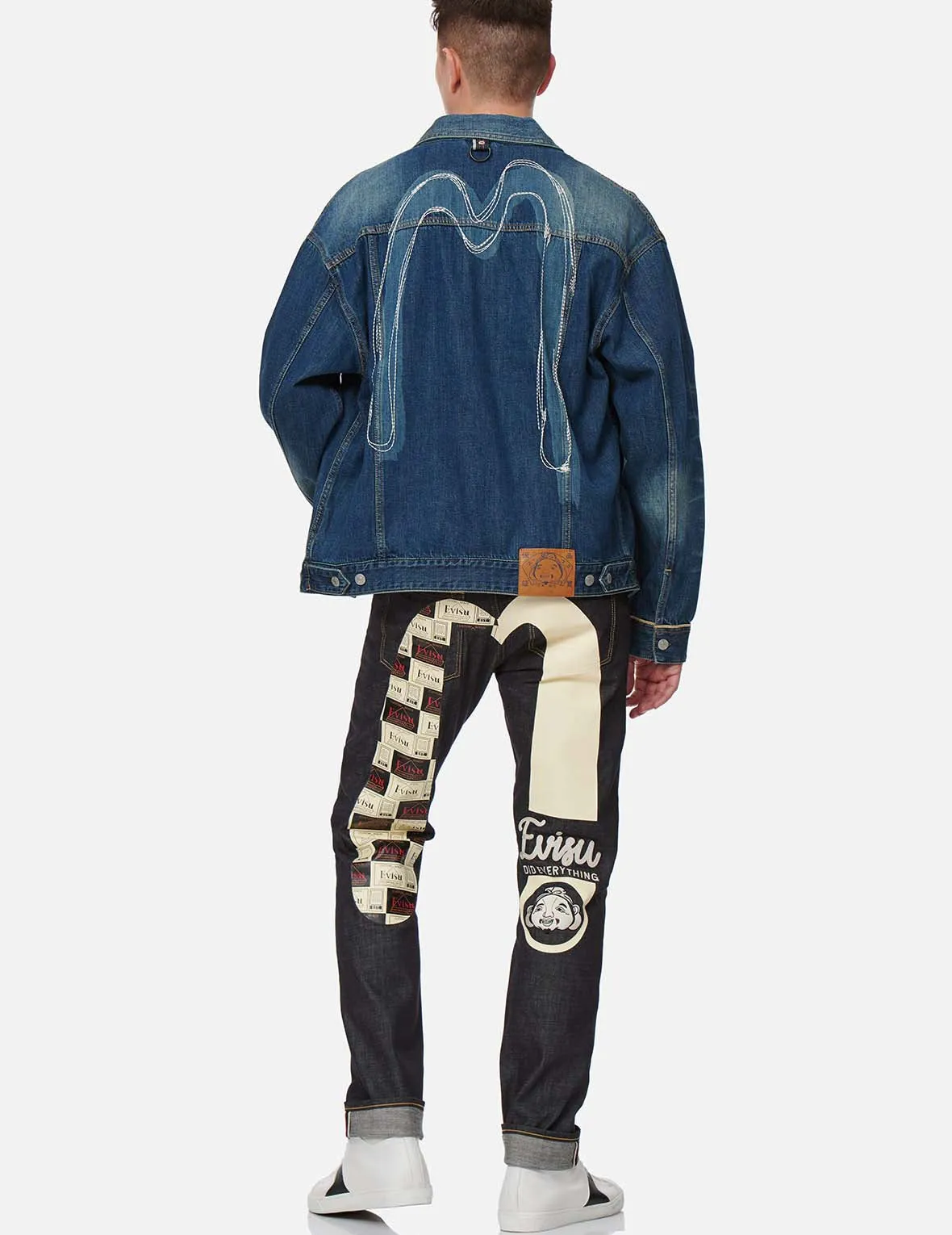 Daicock Discharged Print and Stitching Denim Jacket