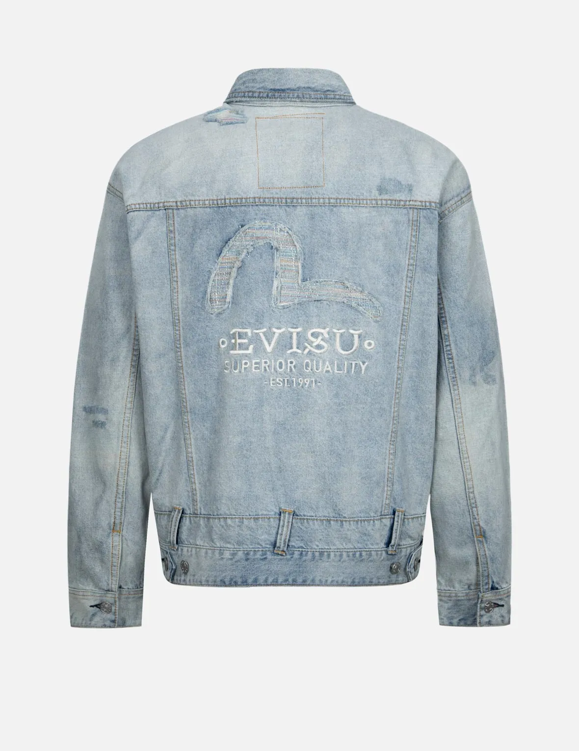 Distressed Seagull Deconstructed Loose Fit Denim Jacket