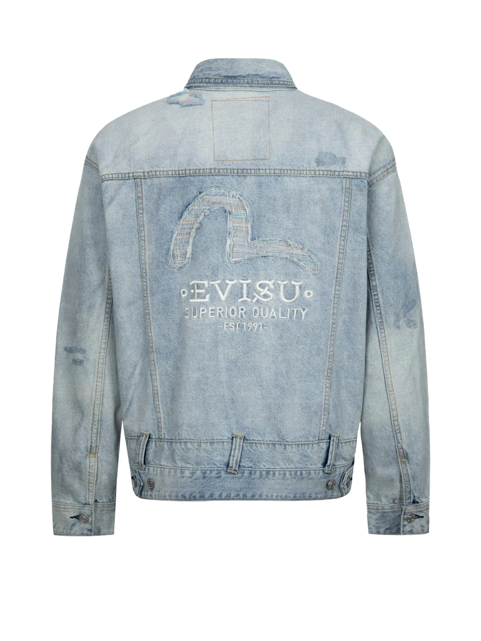 Distressed Seagull Deconstructed Loose Fit Denim Jacket