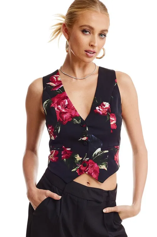 Diya Floral Rose Vest