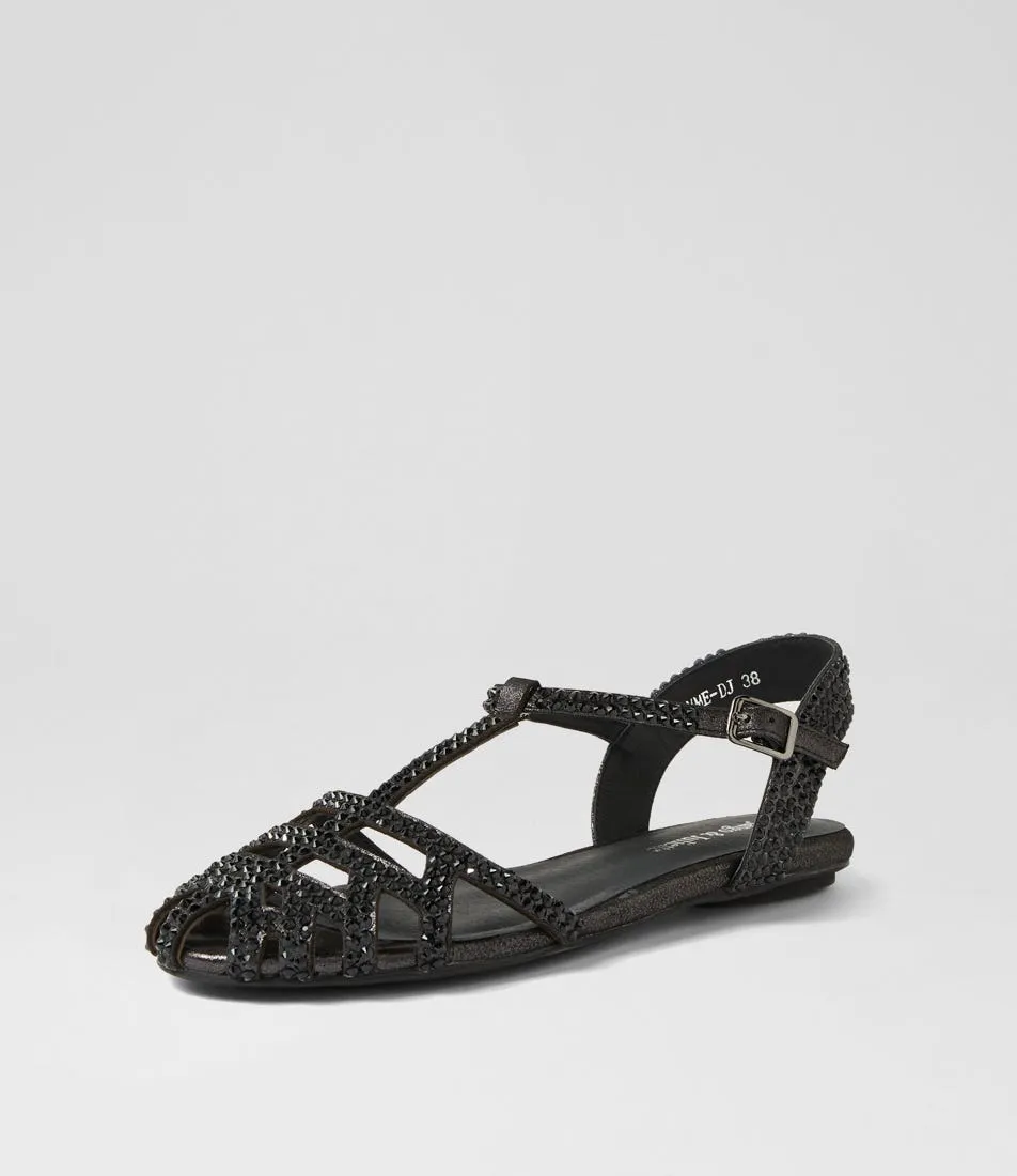 DJANGO & JULIETTE Emme Black Shimmer Mix Sandals