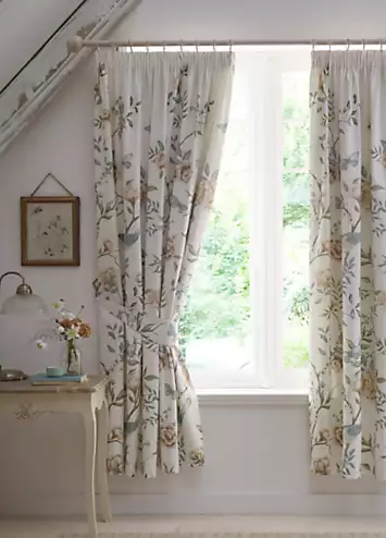 Dreams & Drapes Amelle Pair of Pencil Pleat Curtains with Tie-Backs - Green | Kaleidoscope