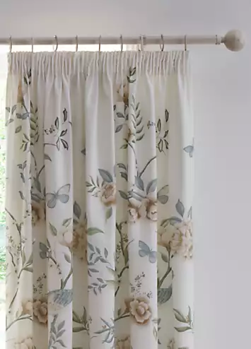 Dreams & Drapes Amelle Pair of Pencil Pleat Curtains with Tie-Backs - Green | Kaleidoscope