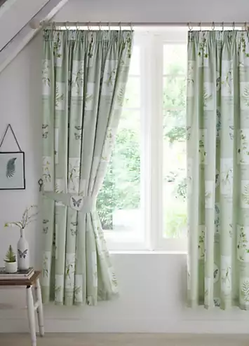 Dreams & Drapes Floral Garden Pair of Pencil Pleat Curtains with Tie-Backs | Kaleidoscope