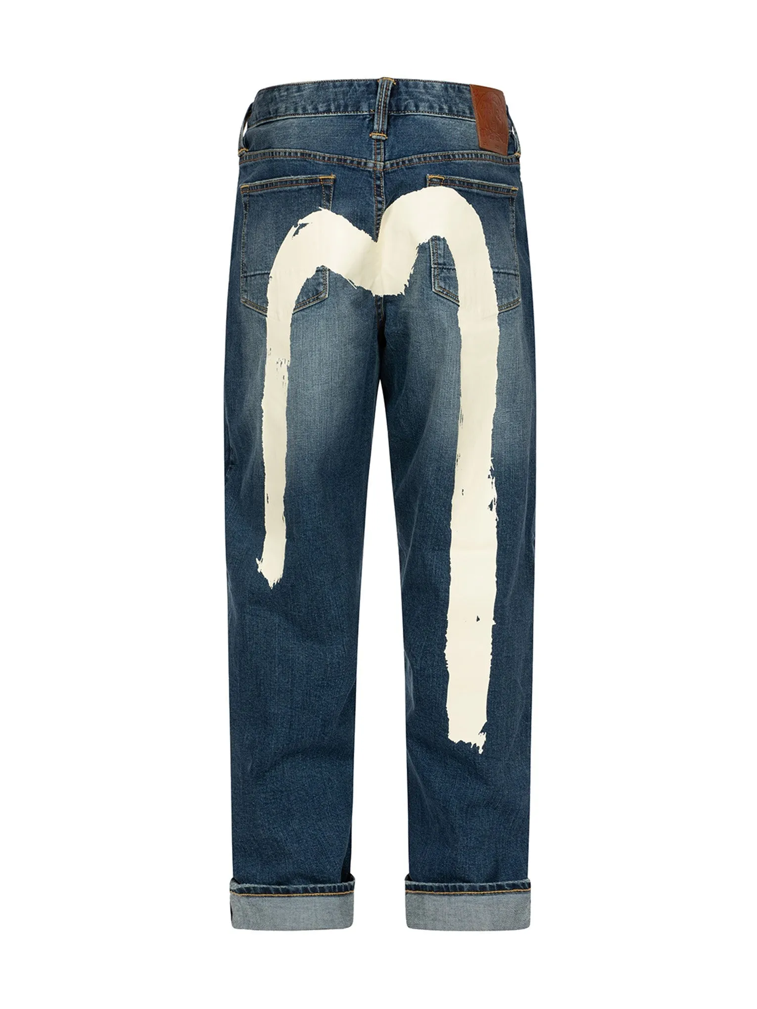 Ecru Brushstroke Daicock Loose Fit Jeans