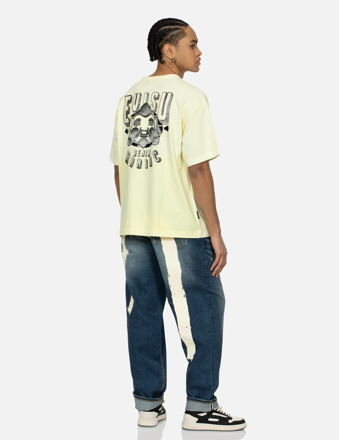 Ecru Brushstroke Daicock Loose Fit Jeans