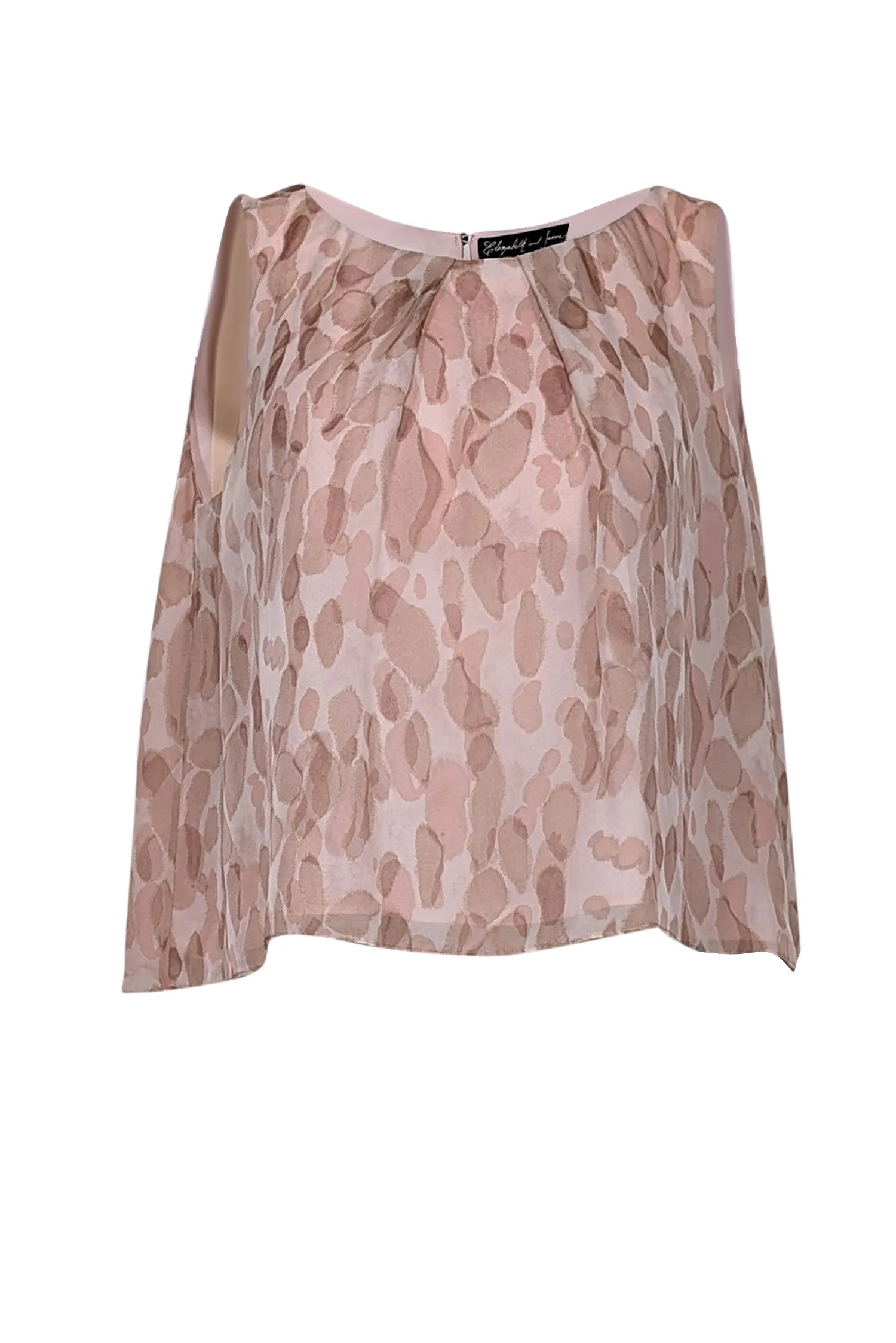 Elizabeth & James - Blush & Beige Spotted Print Sleeveless Silk Top Sz M