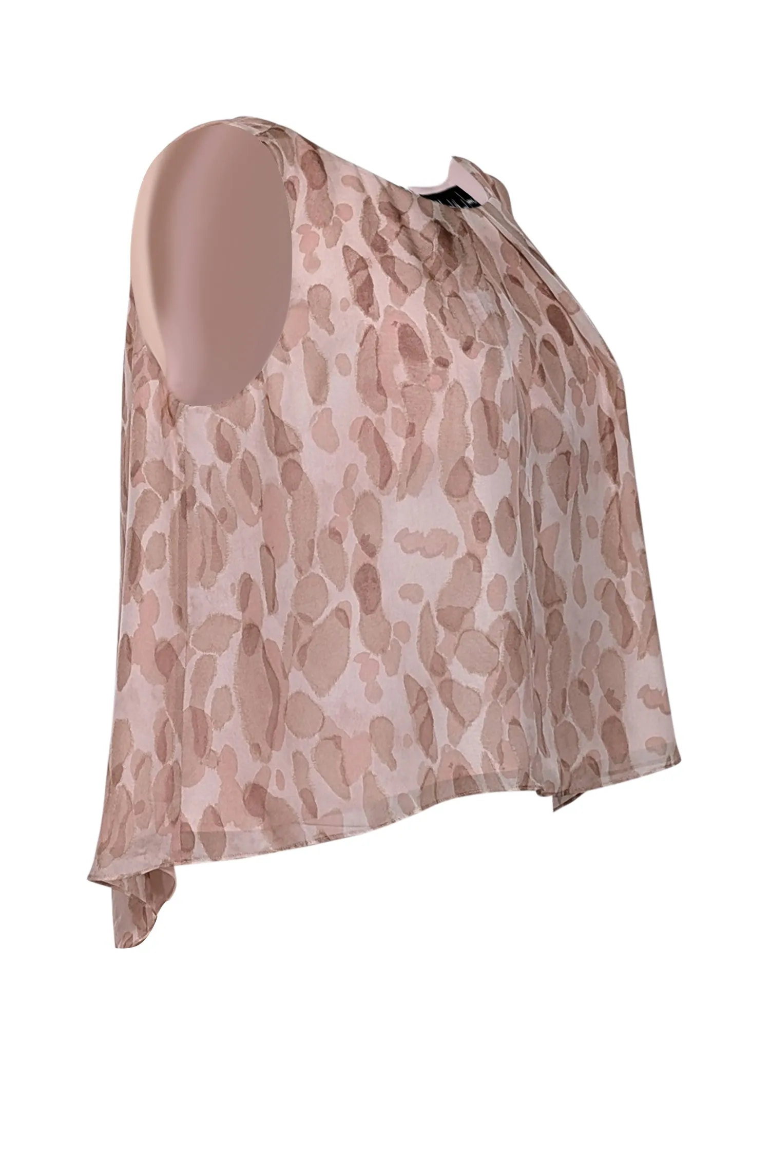 Elizabeth & James - Blush & Beige Spotted Print Sleeveless Silk Top Sz M