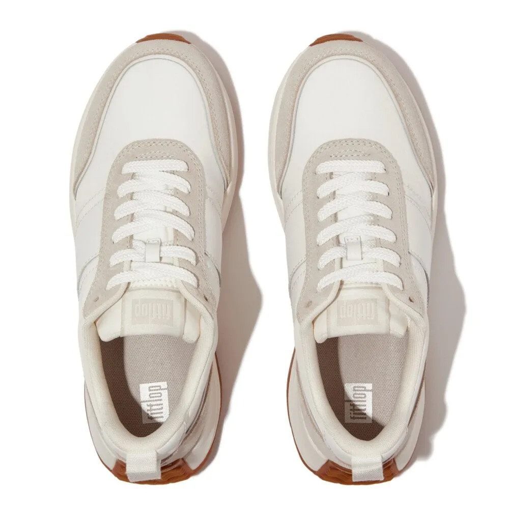 F-MODE FLOW FABRIC/SUEDE/LEATHER FLATFORM TRAINERS