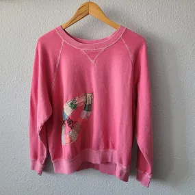 Field Mouse and Vintage Quilt Piece Pink Sweatshirt