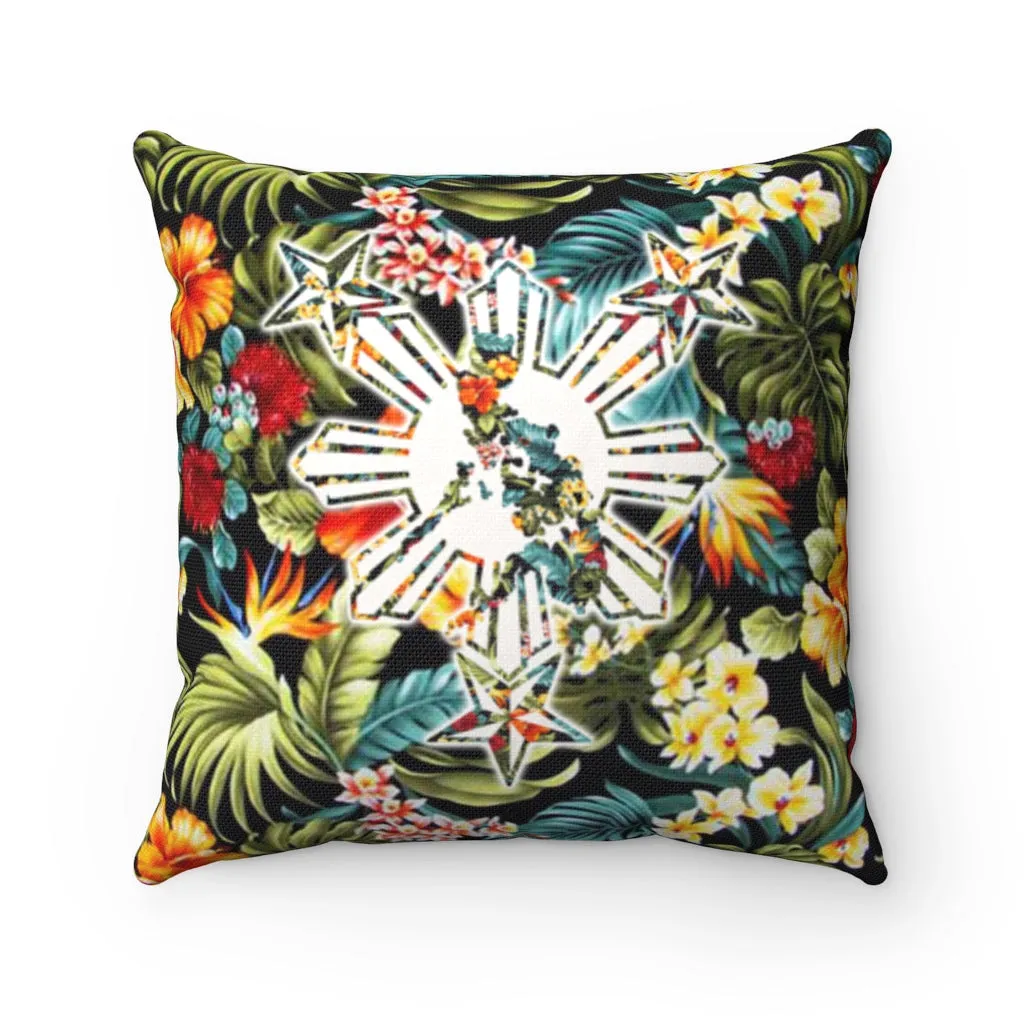 Filipino Floral White Sun Square Pillow