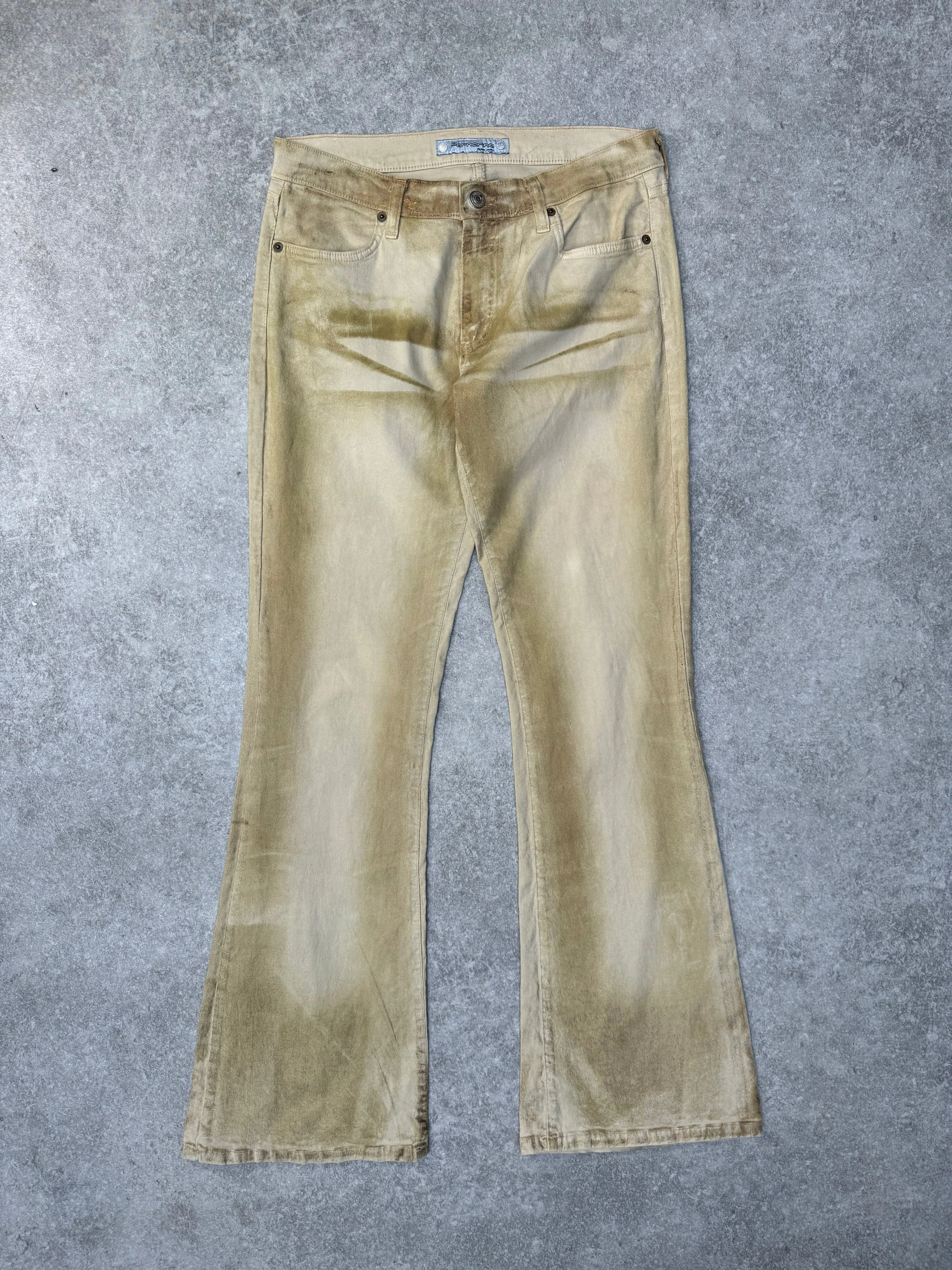 Fornarina Beige Wash Denim flared Jeans