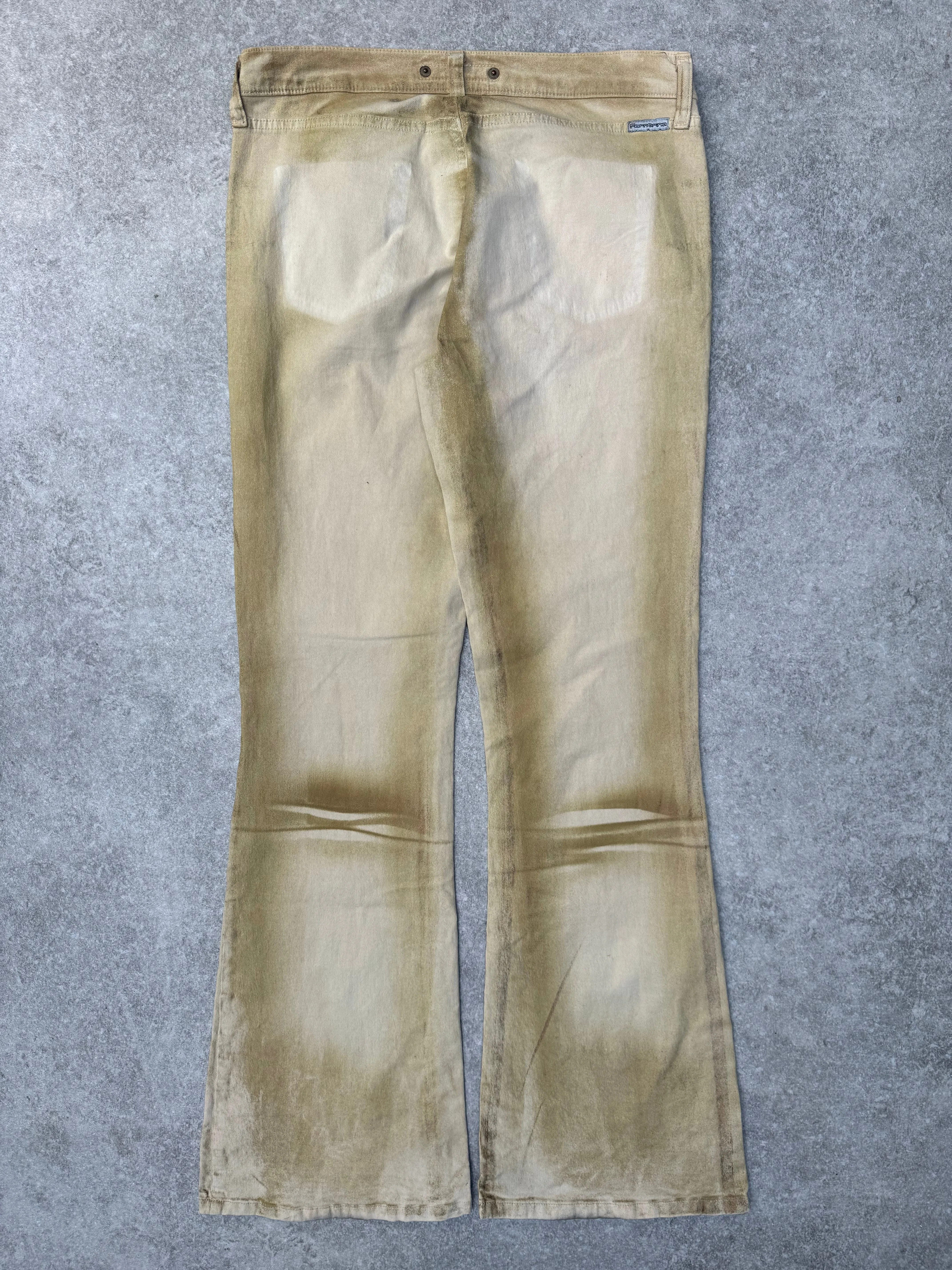 Fornarina Beige Wash Denim flared Jeans