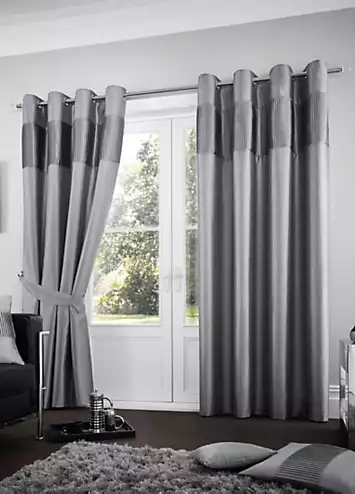 Gaveno Cavailia Fuel Lined Pair of Eyelet Curtains & Tiebacks | Kaleidoscope