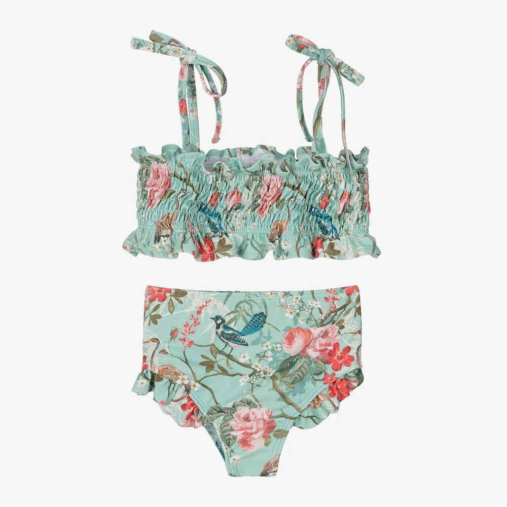 Girls Green Floral Bikini (UPF50+)