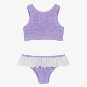 Girls Purple Crinkle Frill Bikini