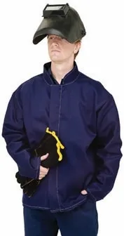 Glosafe PP641042XLN Welders Jacket - Light Weight Proban - Drill Cotton - Long Sleeve - Navy - 2XL